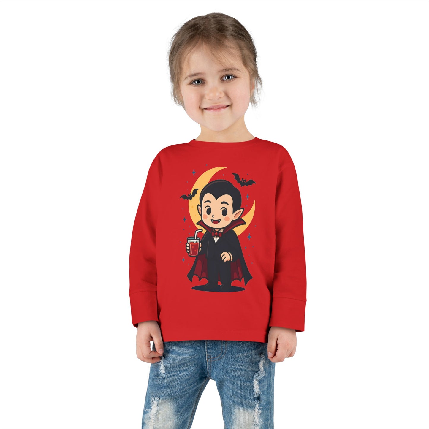 Toddler Halloween Tee, Cute Vampire Long Sleeve Shirt, Spooky Kids Apparel, Halloween Costume Top, Toddler Party Wear
