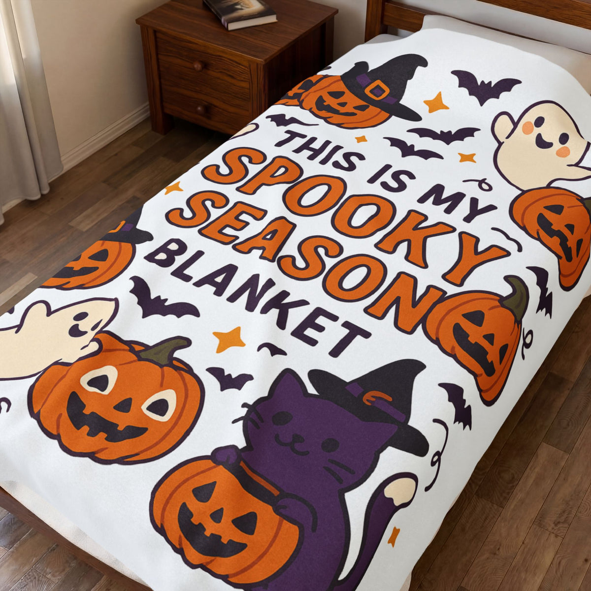 Halloween Themed Velveteen Plush Blanket, Cozy-Spooky Blanket