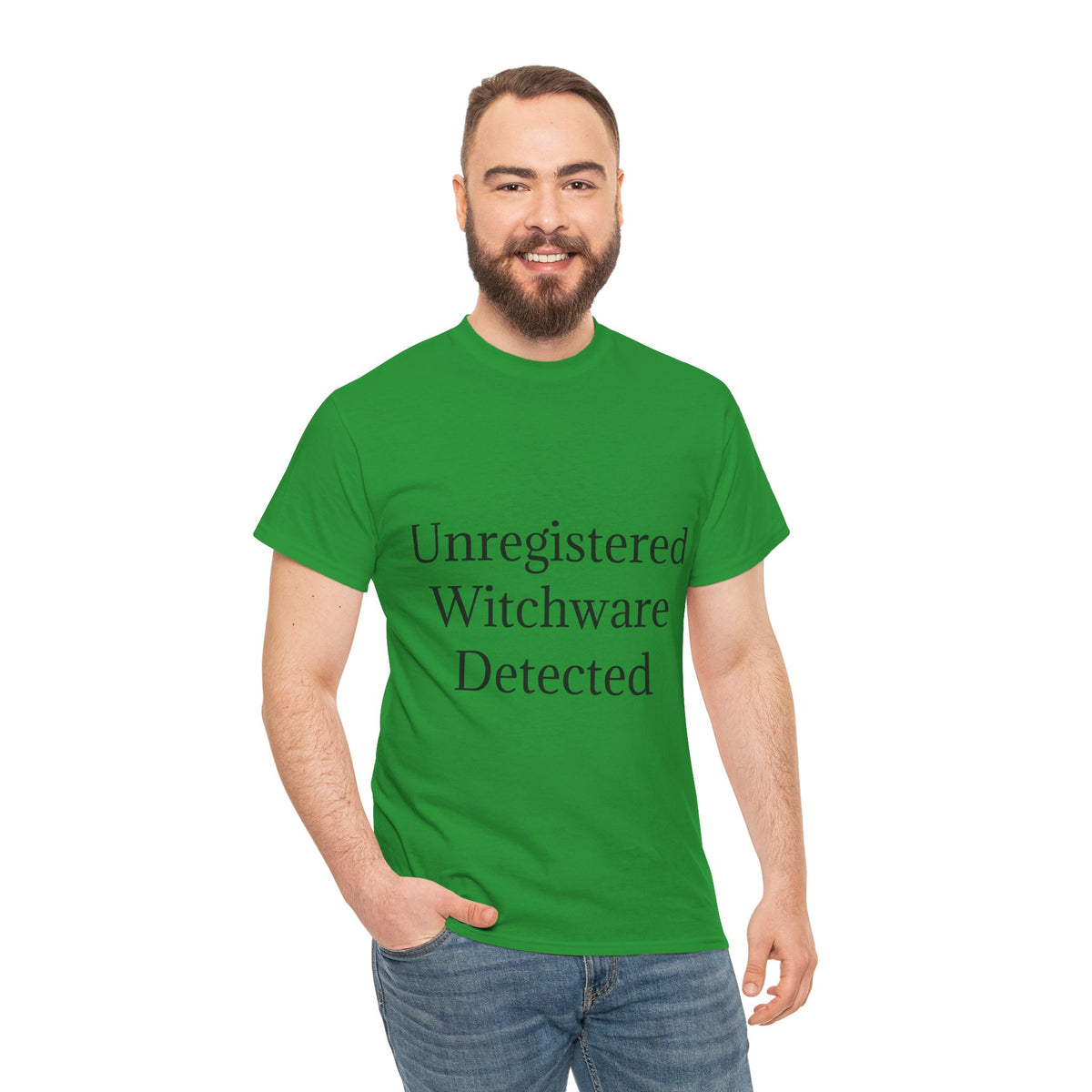 Unisex Heavy Cotton Tee - Unregistered Witchware Detected, Witchy Apparel, Halloween Tee