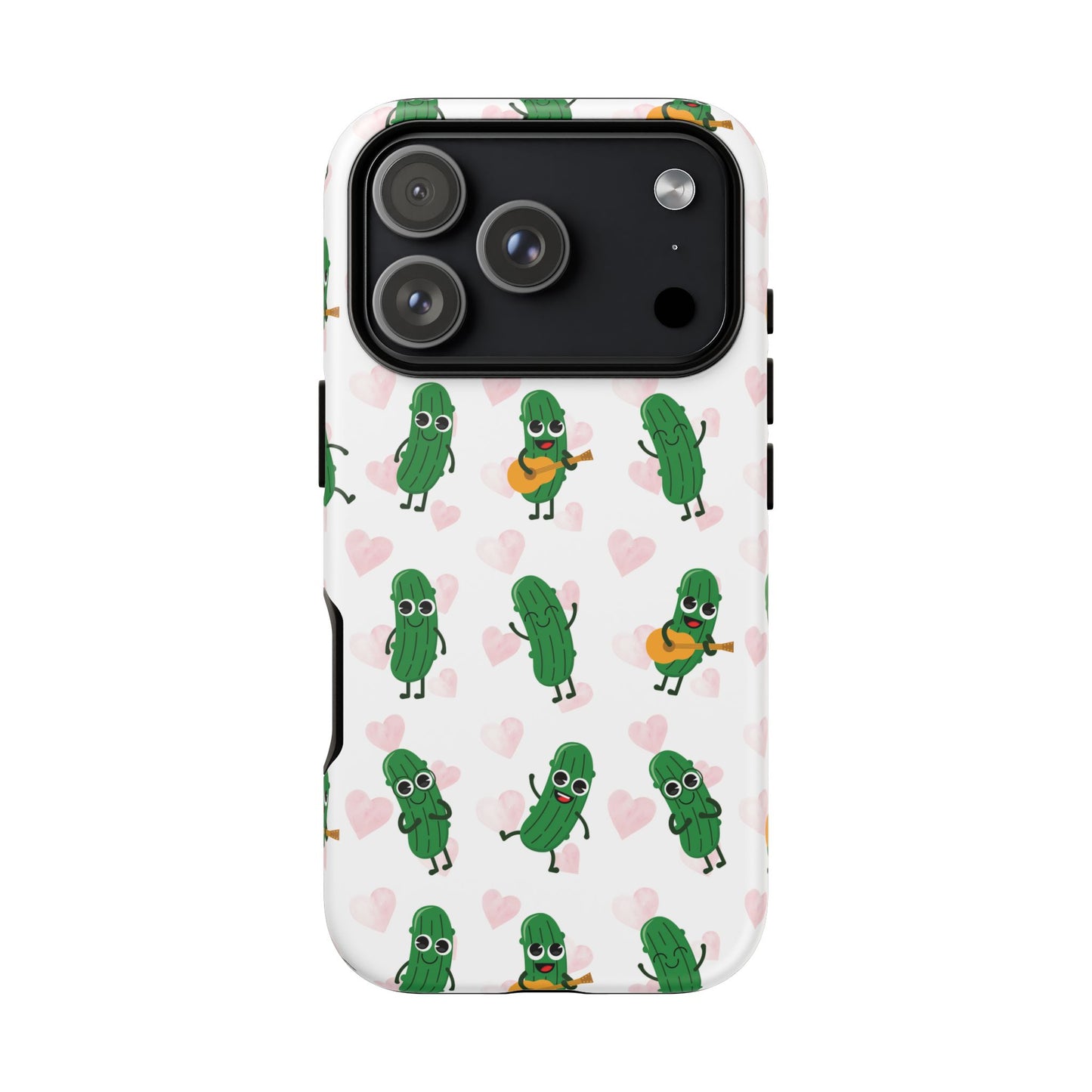 Pickle Pattern Phone Case — Cute Dancing Pickles with Hearts