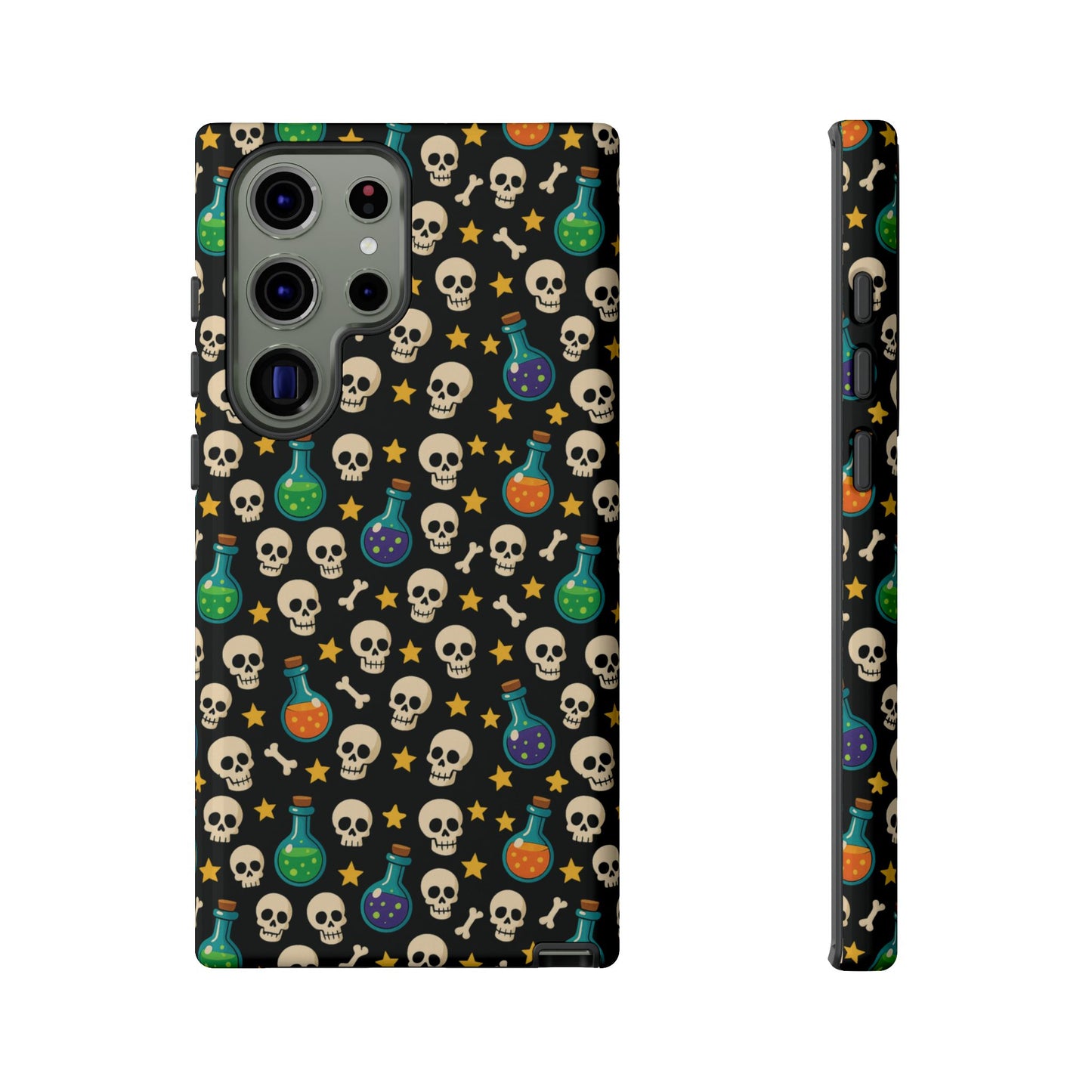 Skull & Potion Phone Case, Trendy Cell Phone Cover, Halloween Gift, Gothic Phone Accessory, Spooky Style Case, Tough Cases