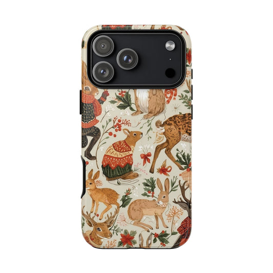 Christmas Phone Case, Animals in Christmas Spirit - Tough and Stylish for Nature Lovers