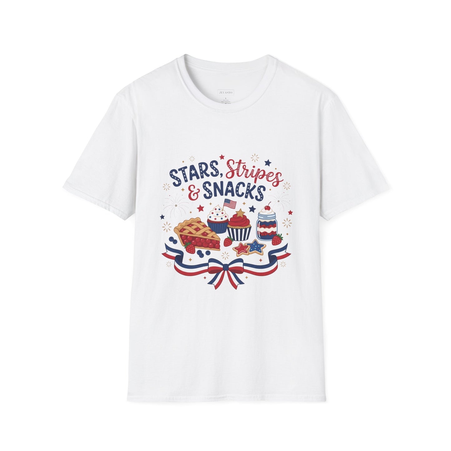 Stars, Stripes & Snacks T-Shirt — 4th of July Patriotic Dessert Tee