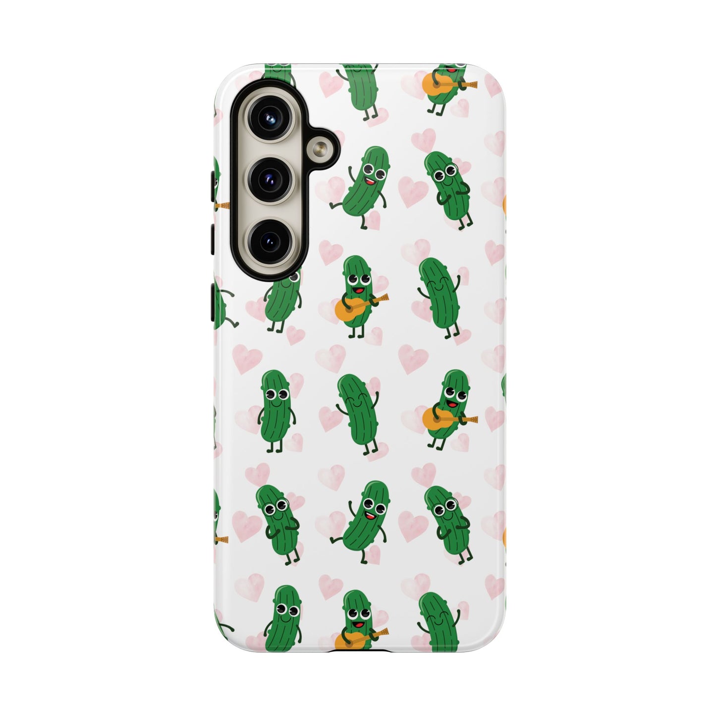 Pickle Pattern Phone Case — Cute Dancing Pickles with Hearts