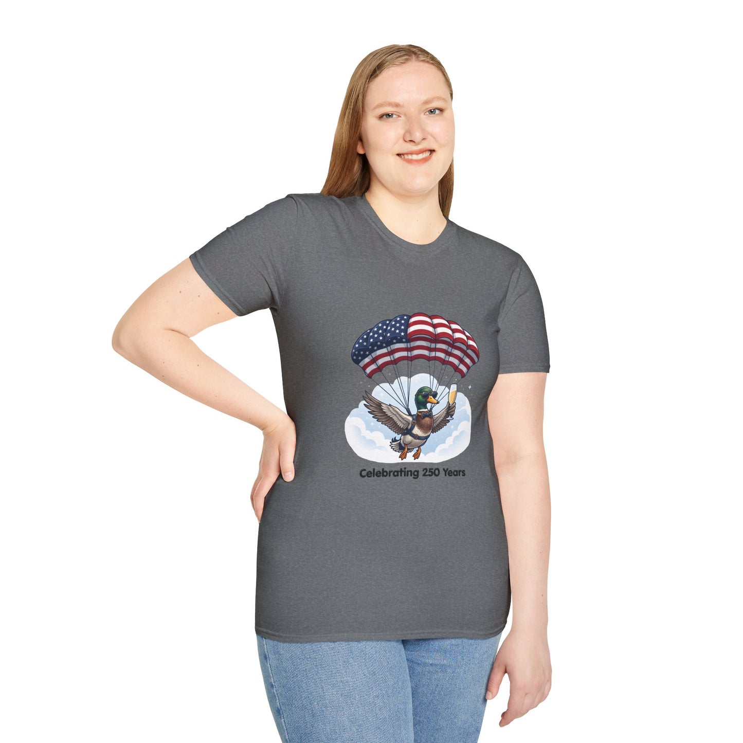 Duck Parachute T-Shirt – Celebrating 250 Years Patriotic Graphic Tee