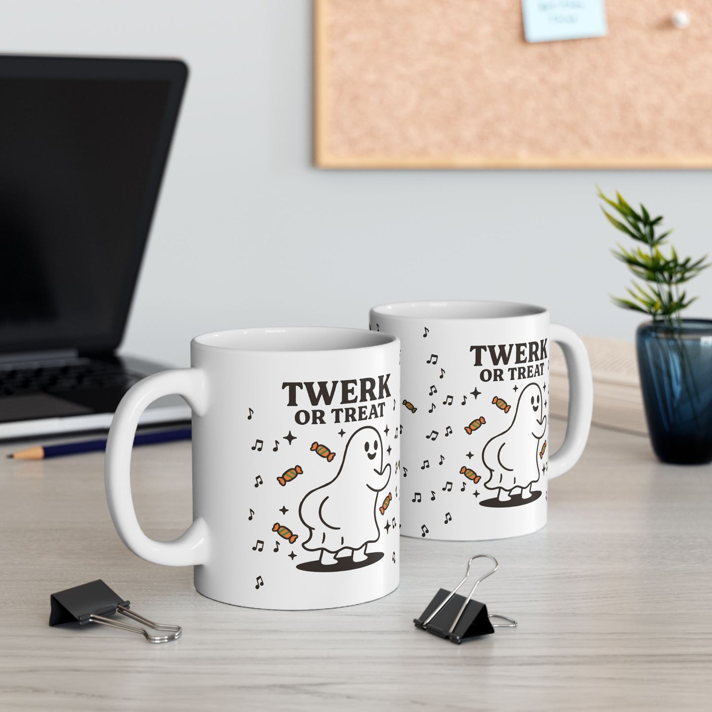 Twerk or Treat Ghost Ceramic Mug - Cute Design for Coffee Lovers, Spooky Decor for Halloween