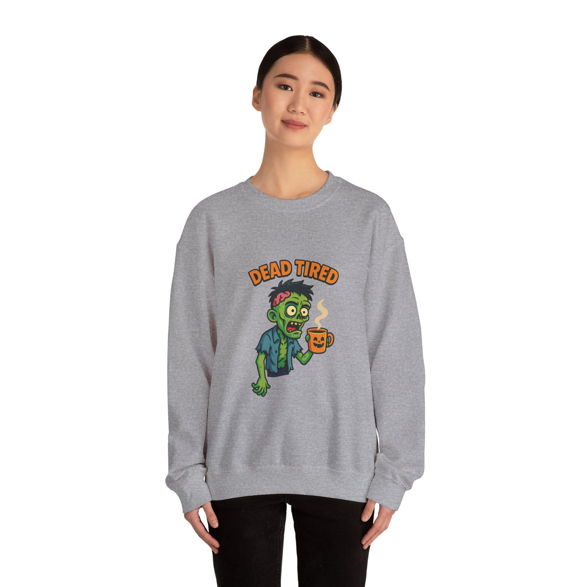 Dead Tired Zombie Sweatshirt, Funny Halloween Crewneck, Spooky Season Apparel