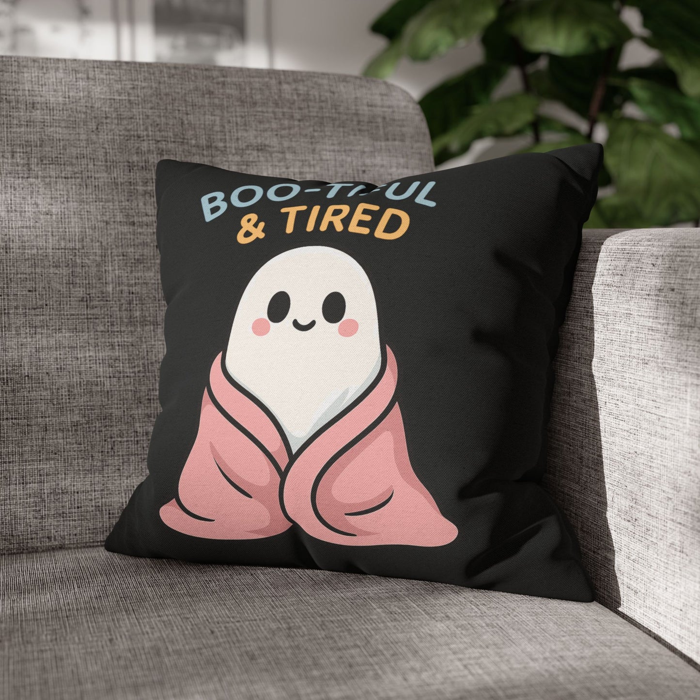 Boo-tiful & Tired Ghost Pillowcase, Halloween Home Decor