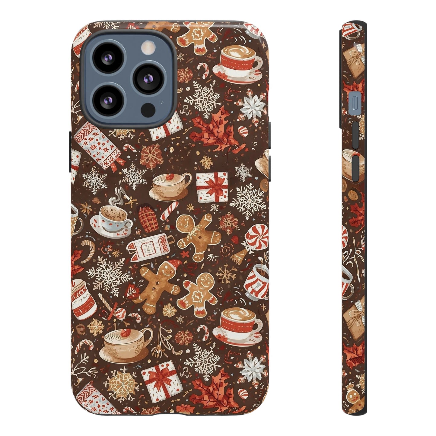 Christmas Phone Case, Festive Holiday Phone Case with Gingerbread and Cocoa Design for Iphone 17, 16, 15, 14, 13, 12, 11 & Samsung