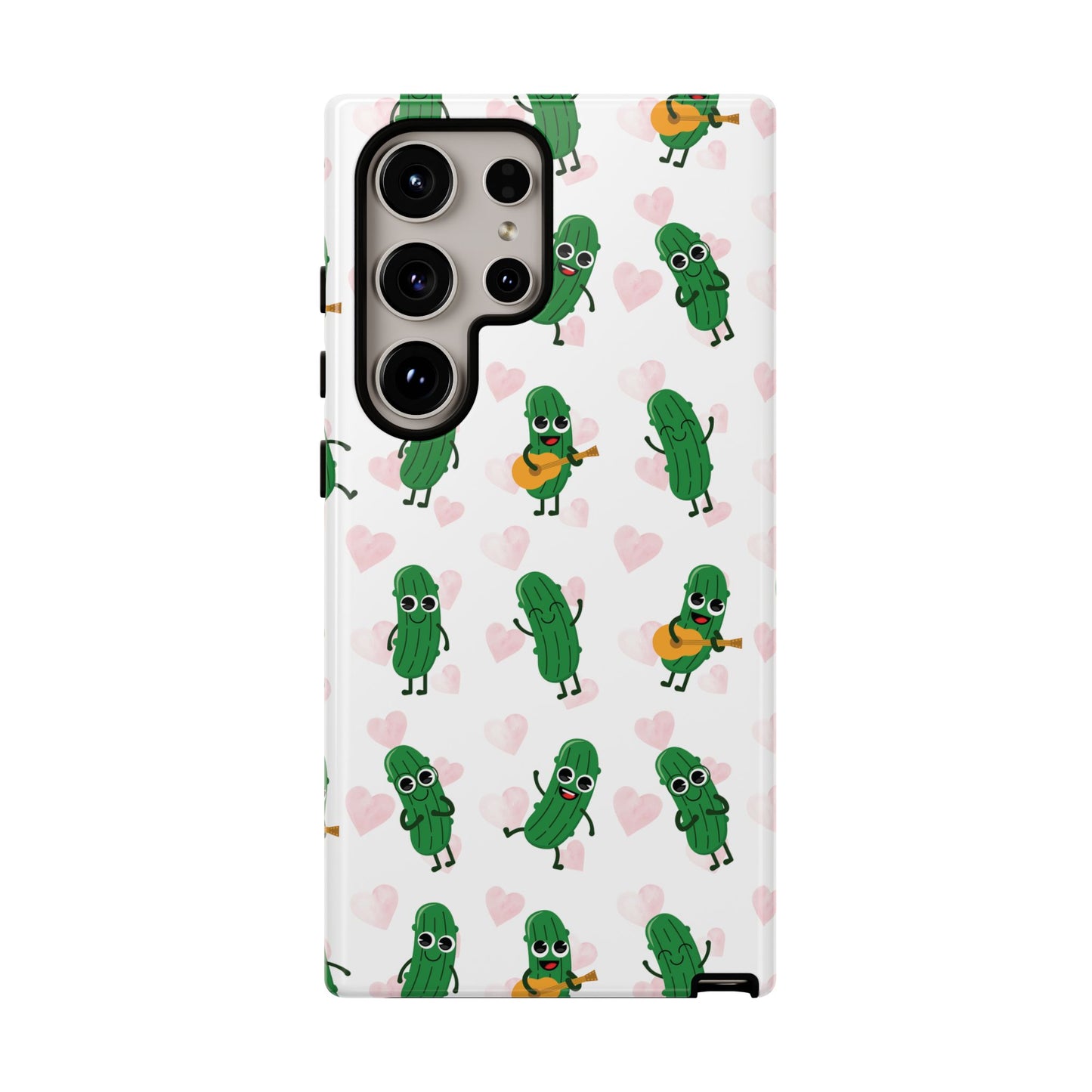 Pickle Pattern Phone Case — Cute Dancing Pickles with Hearts