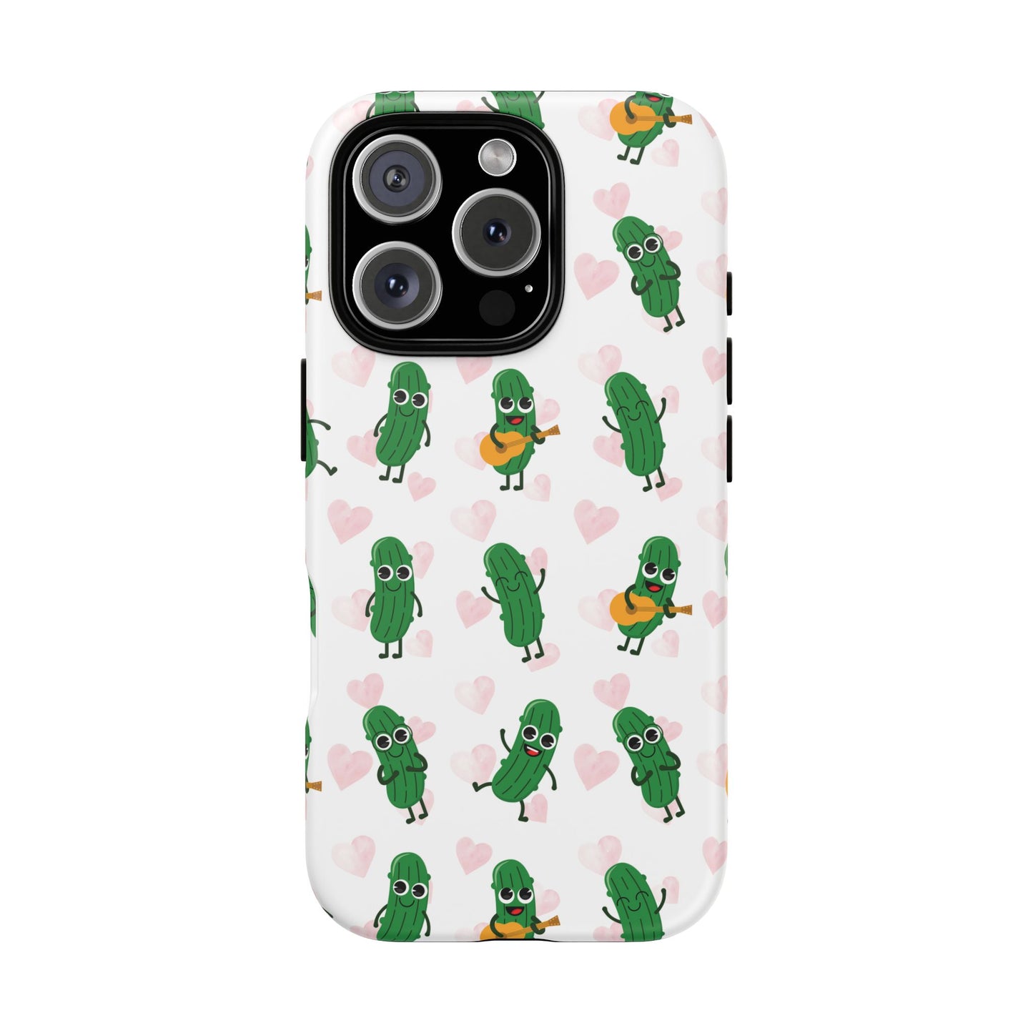 Pickle Pattern Phone Case — Cute Dancing Pickles with Hearts