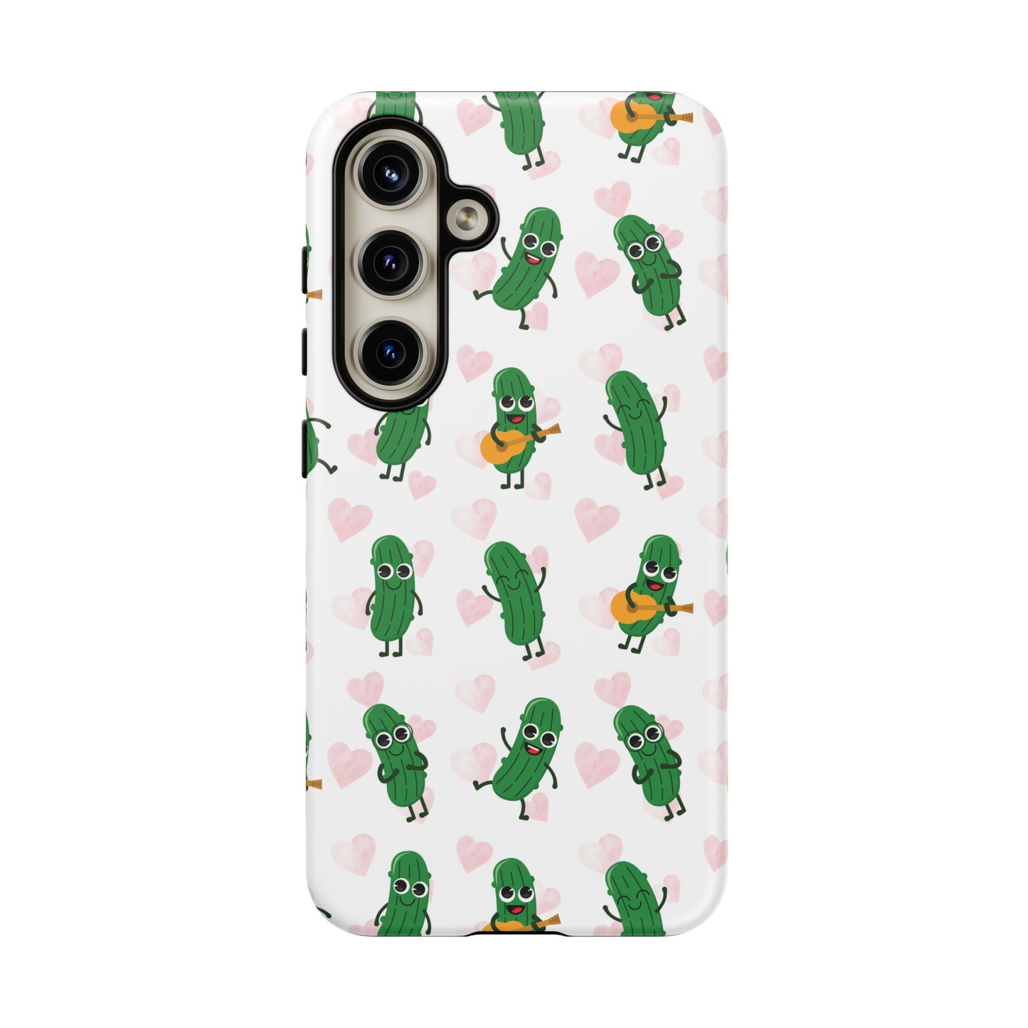 Pickle Pattern Phone Case — Cute Dancing Pickles with Hearts