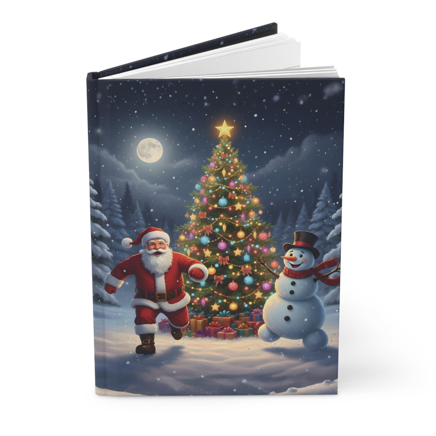 Christmas Hardcover Journal — Santa & Snowman Holiday Notebook