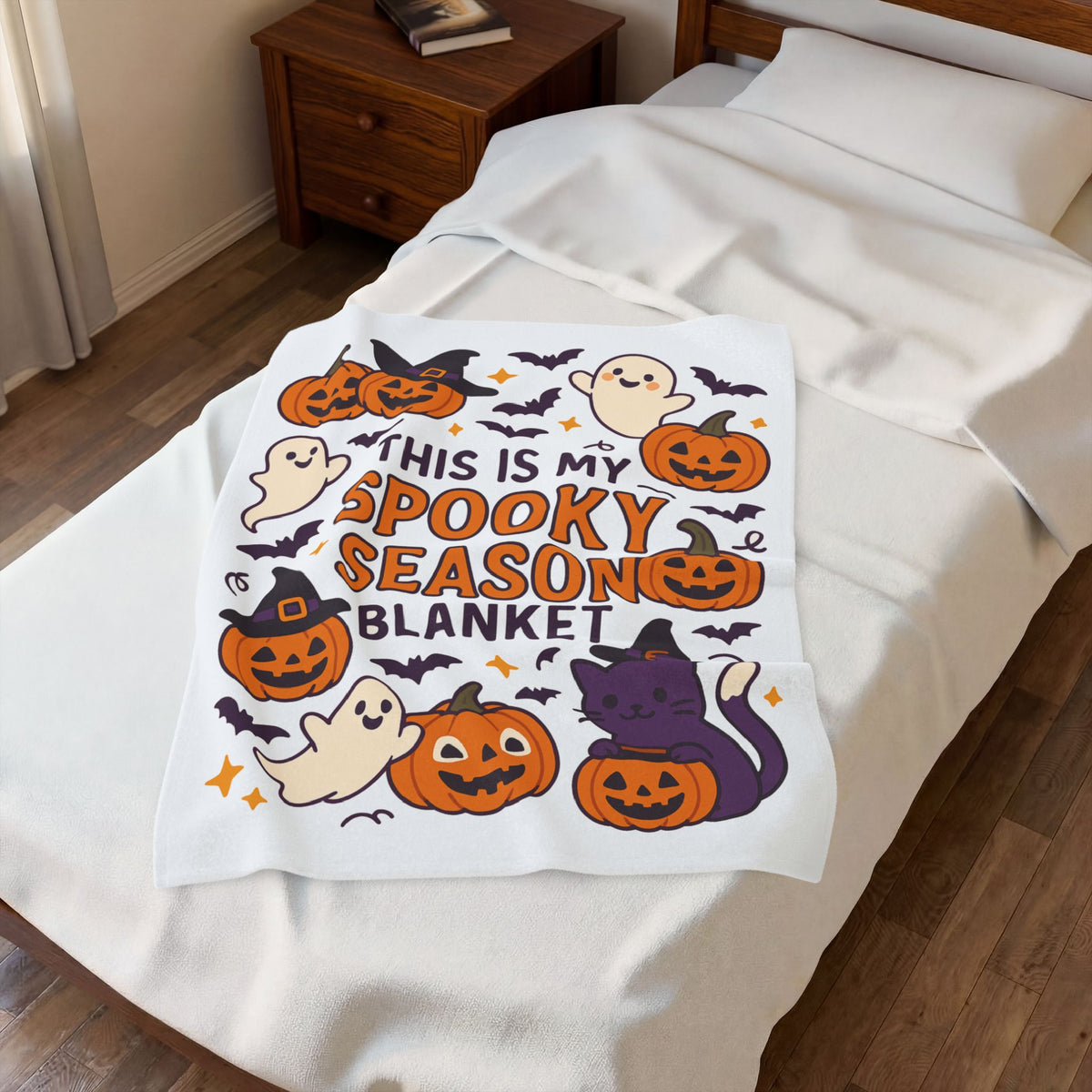 Halloween Themed Velveteen Plush Blanket, Cozy-Spooky Blanket