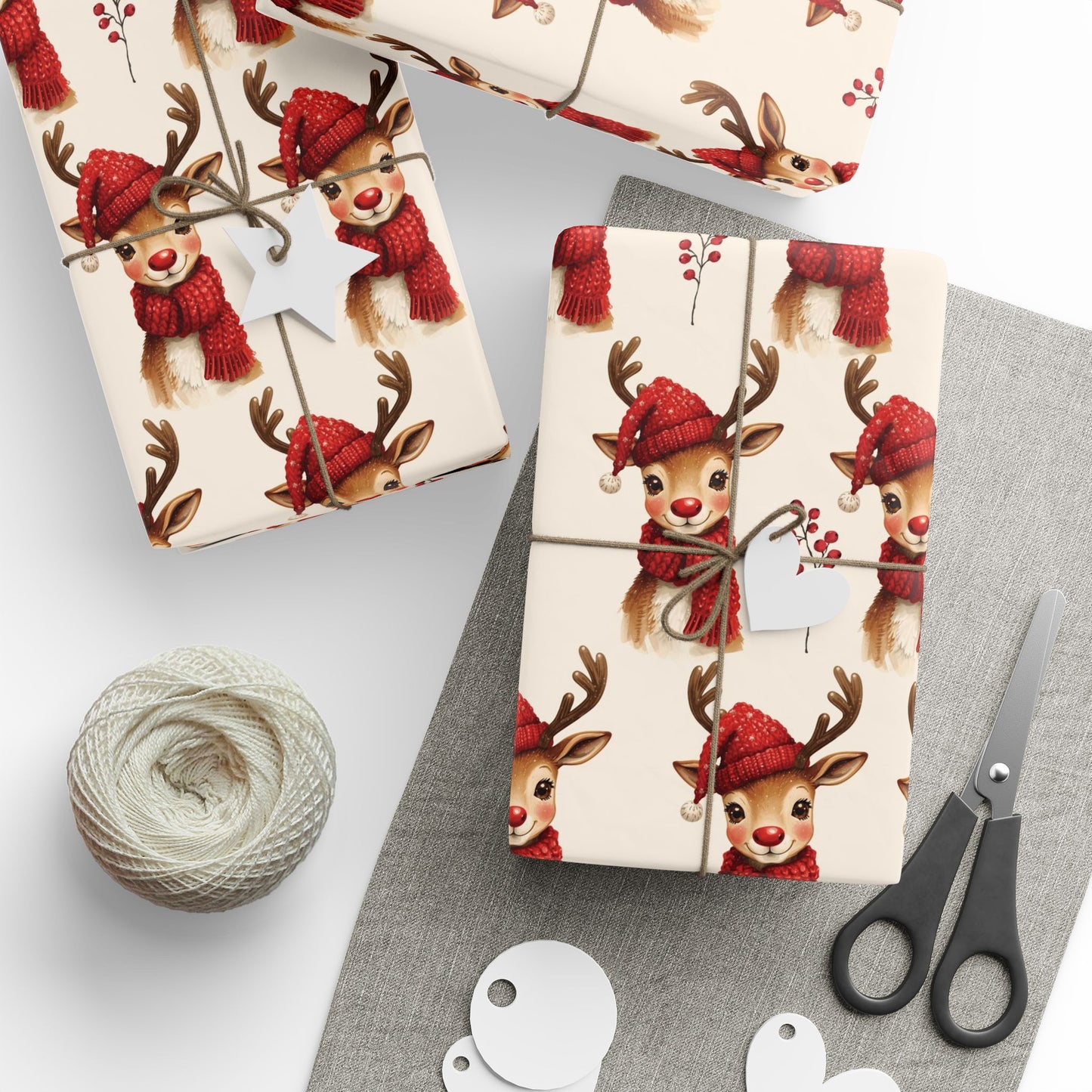 Festive Reindeer Wrapping Paper, Christmas Wrap Paper