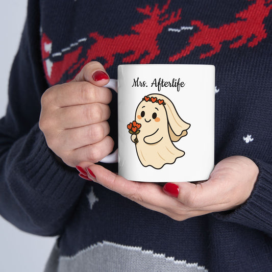 Halloween Ceramic Mug - Mrs. Afterlife, Cute Gift for Couples, Perfect for Coffee Lovers