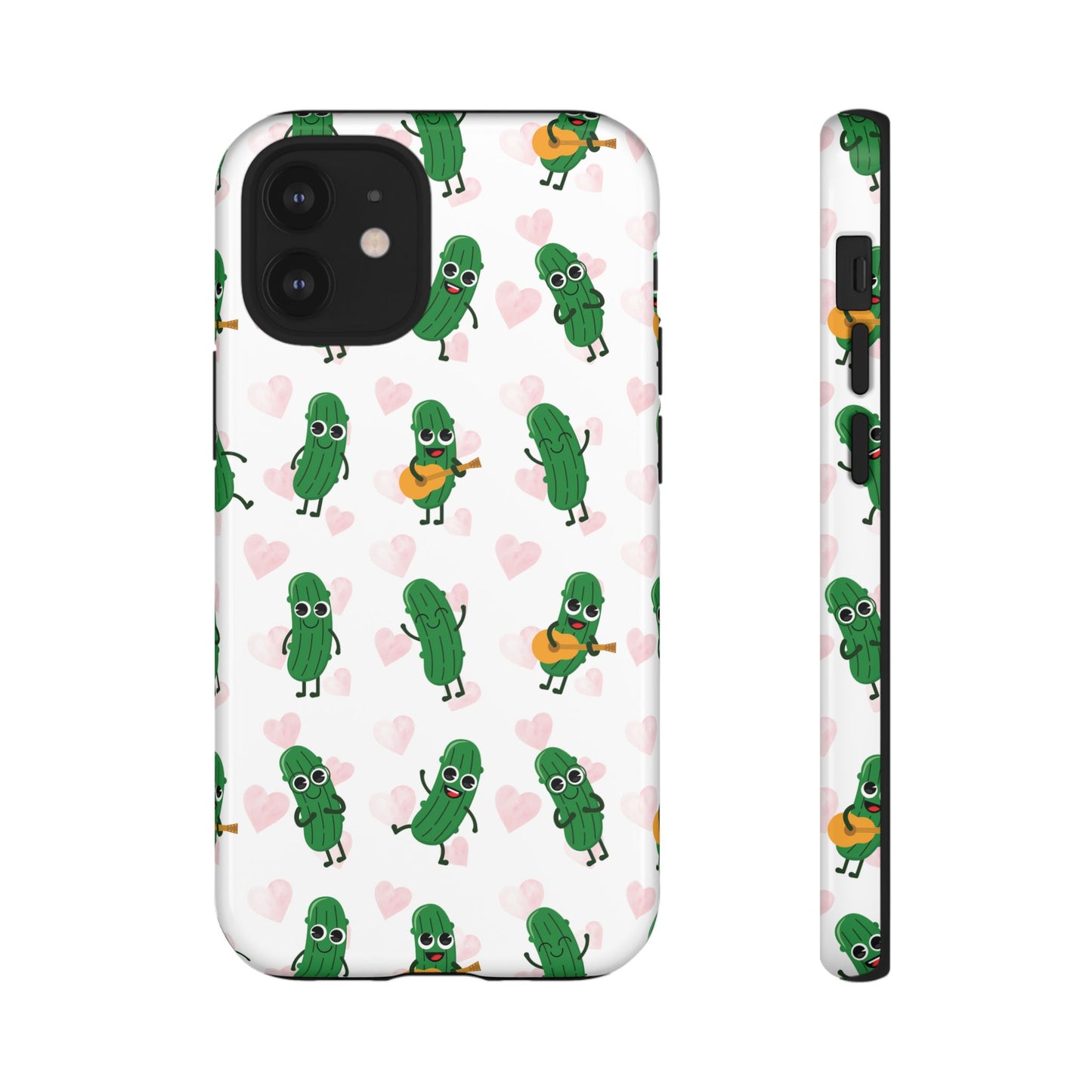 Pickle Pattern Phone Case — Cute Dancing Pickles with Hearts