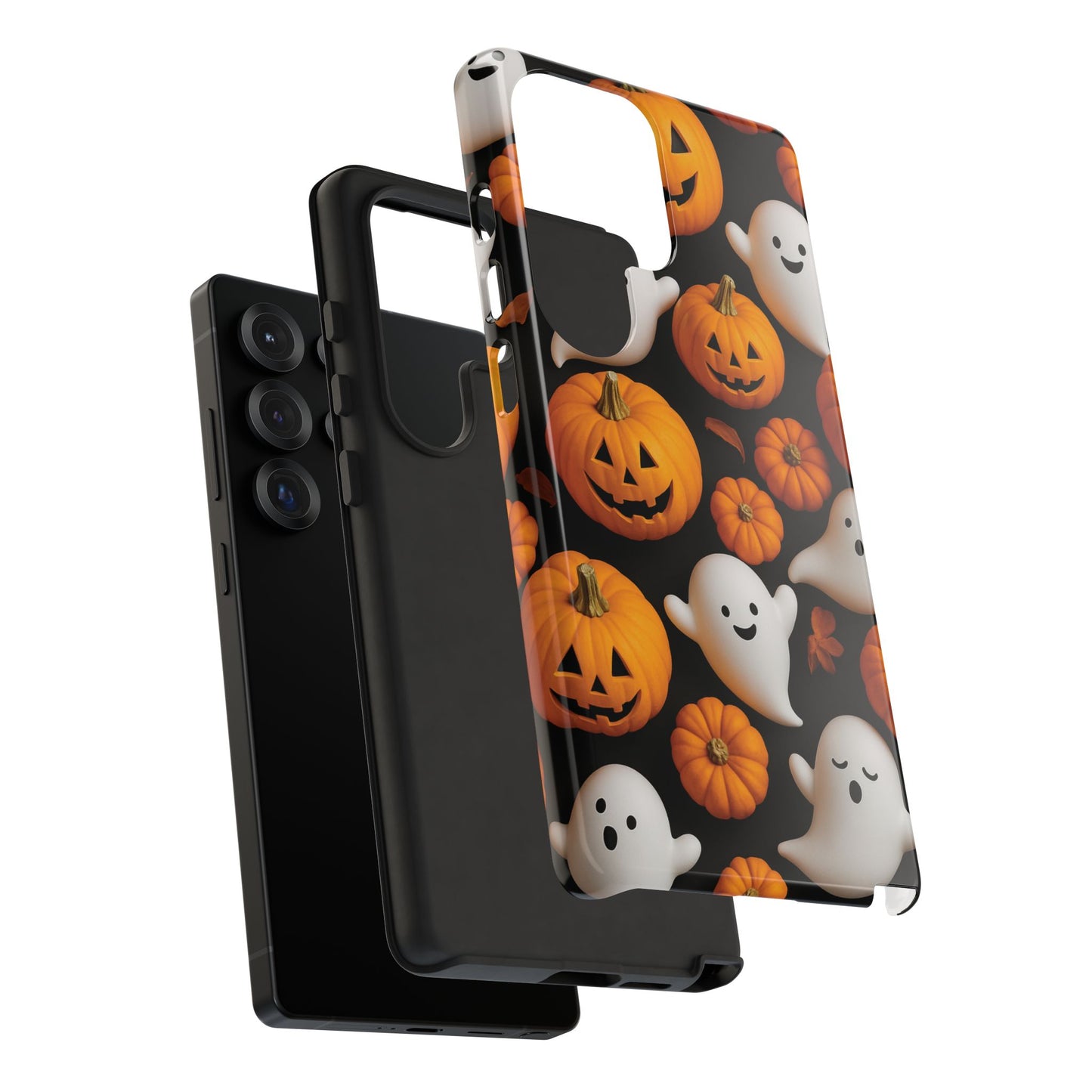 Halloween Phone Case, Spooky Ghosts and Pumpkins Design