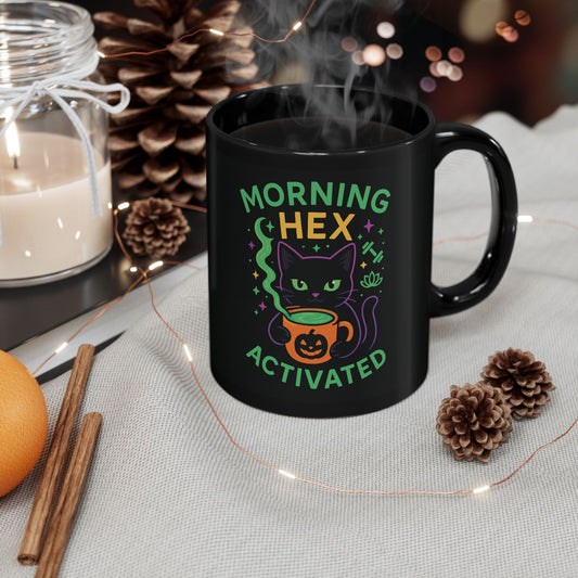 Cat-Themed Mug - Morning Hex Activated, Halloween Decor
