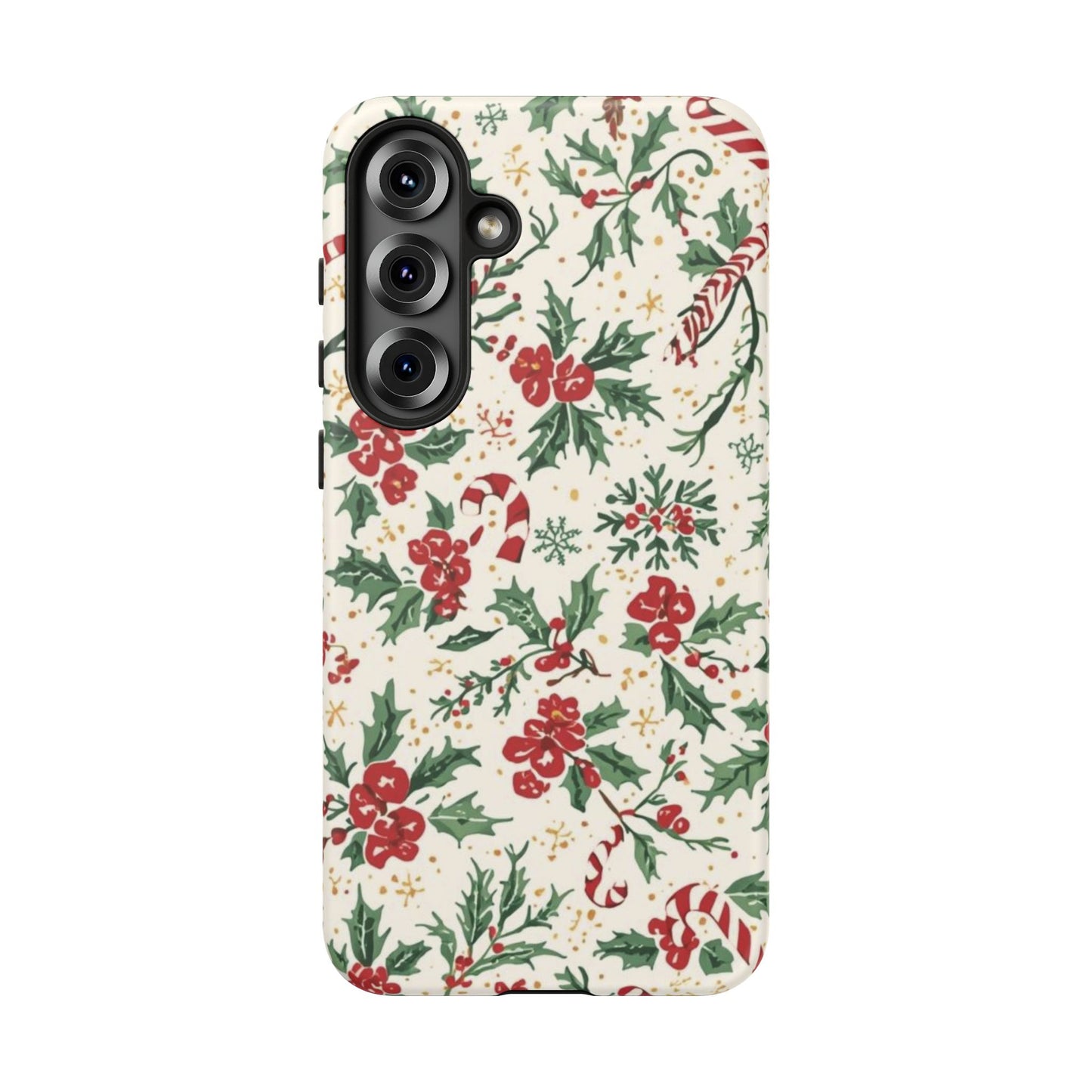 Christmas Themed Phone Case, Festive Floral Dual Layer Phone Case for Iphone 17, 16, 15, 14, 13, 12, 11 & Samsung