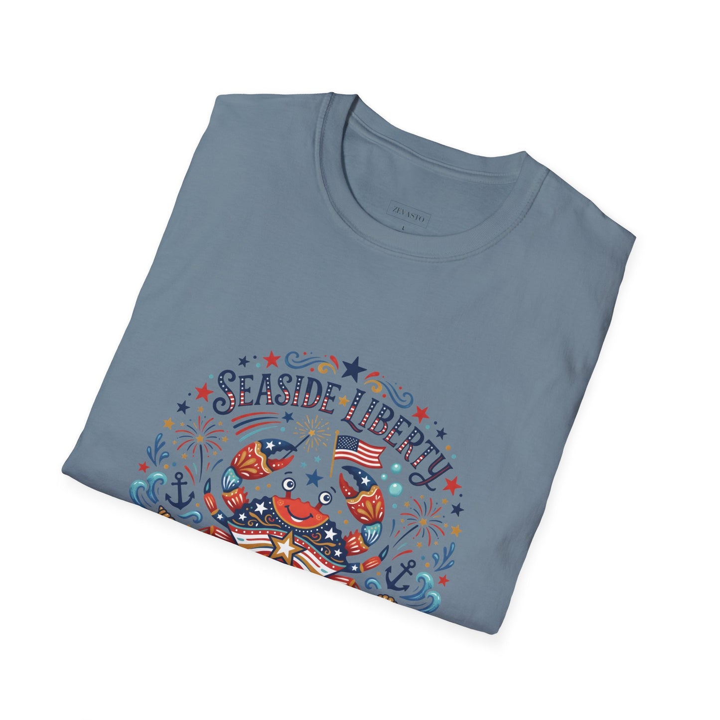 Seaside Liberty Crab T-Shirt — 4th of July Patriotic Summer Beach Tee