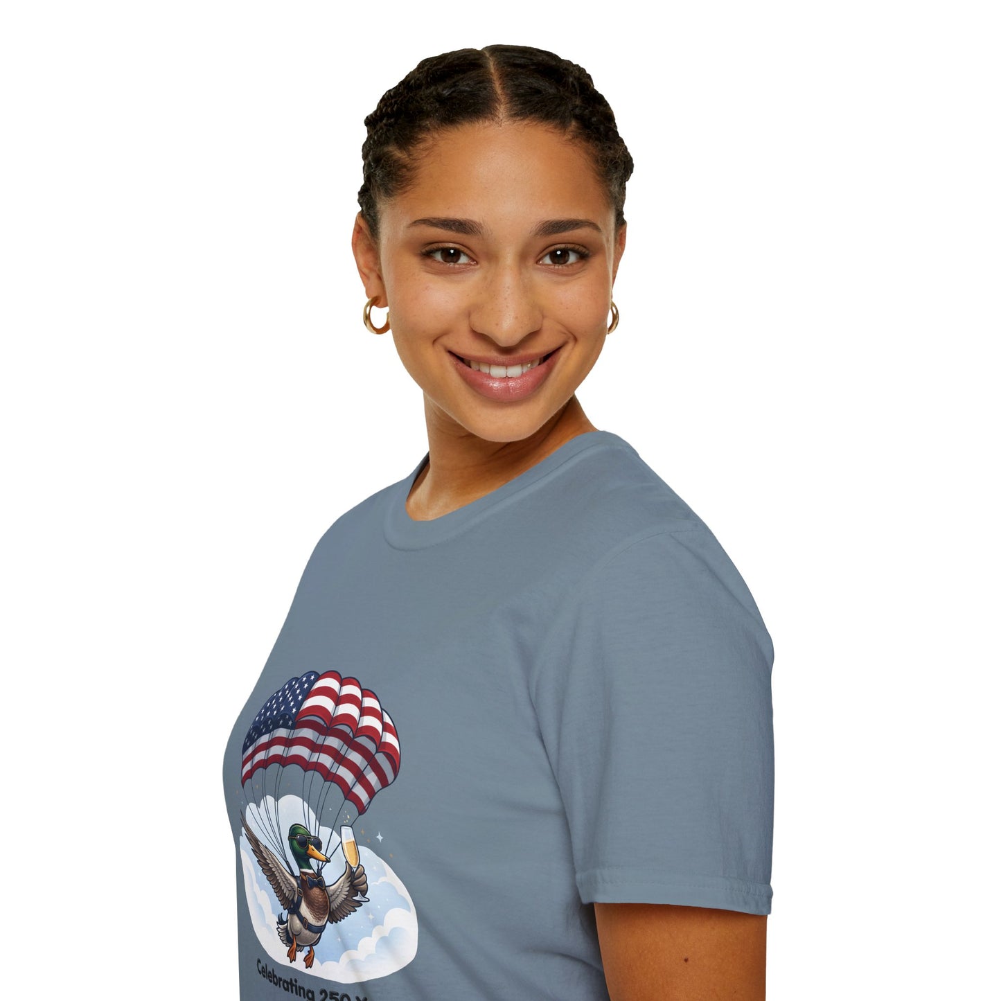 Duck Parachute T-Shirt – Celebrating 250 Years Patriotic Graphic Tee