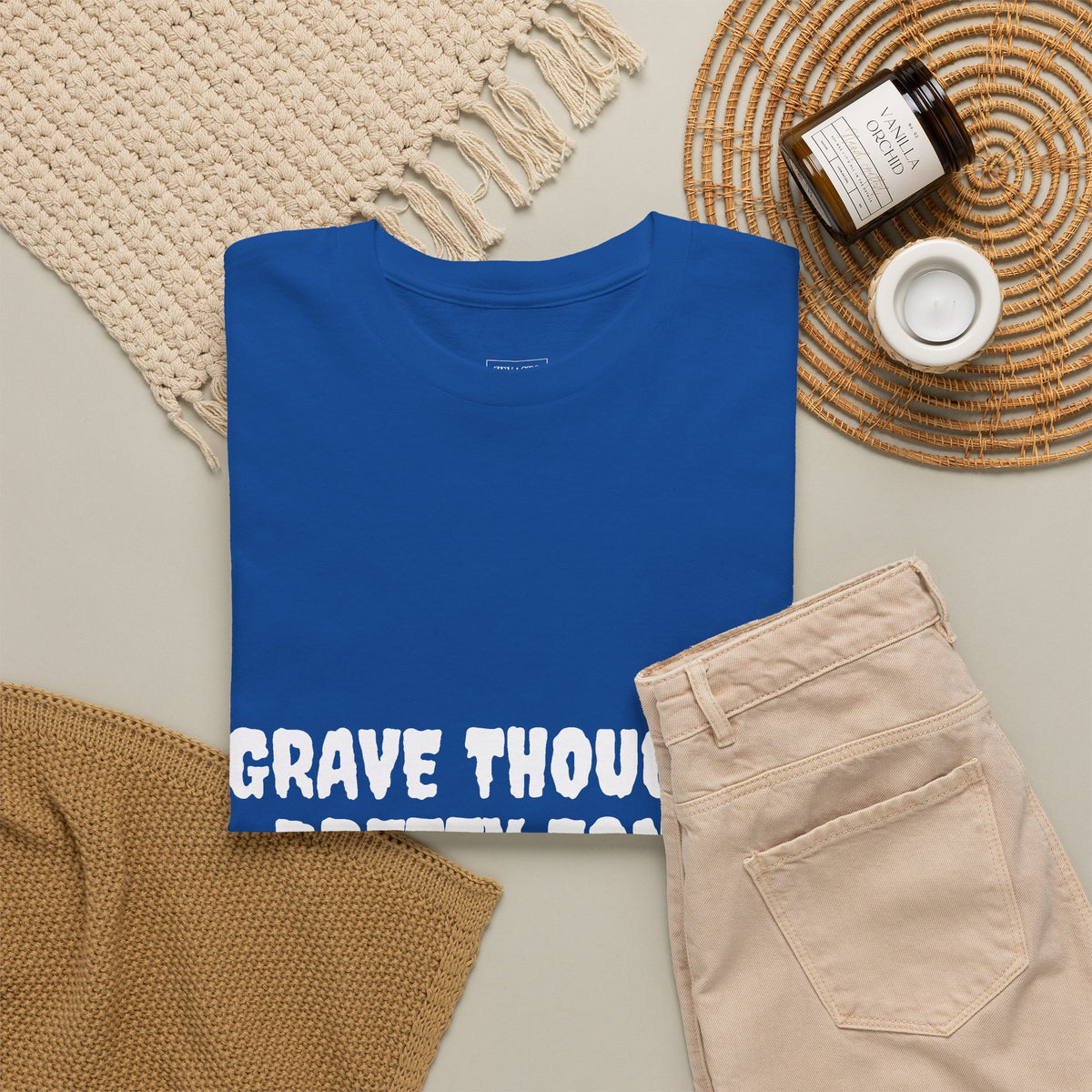 Grave Thoughts Pretty Fonts Tee | Unisex Heavy Cotton T-Shirt for Spooky Season