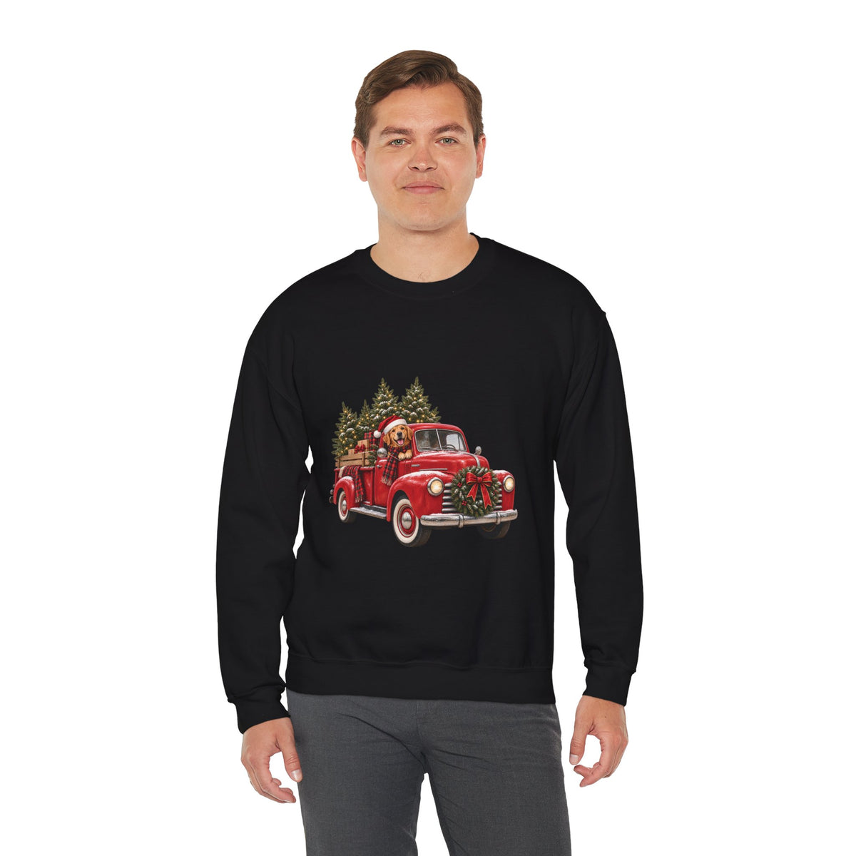 Vintage Red Truck Christmas Sweatshirt, Unisex Sweatshirt