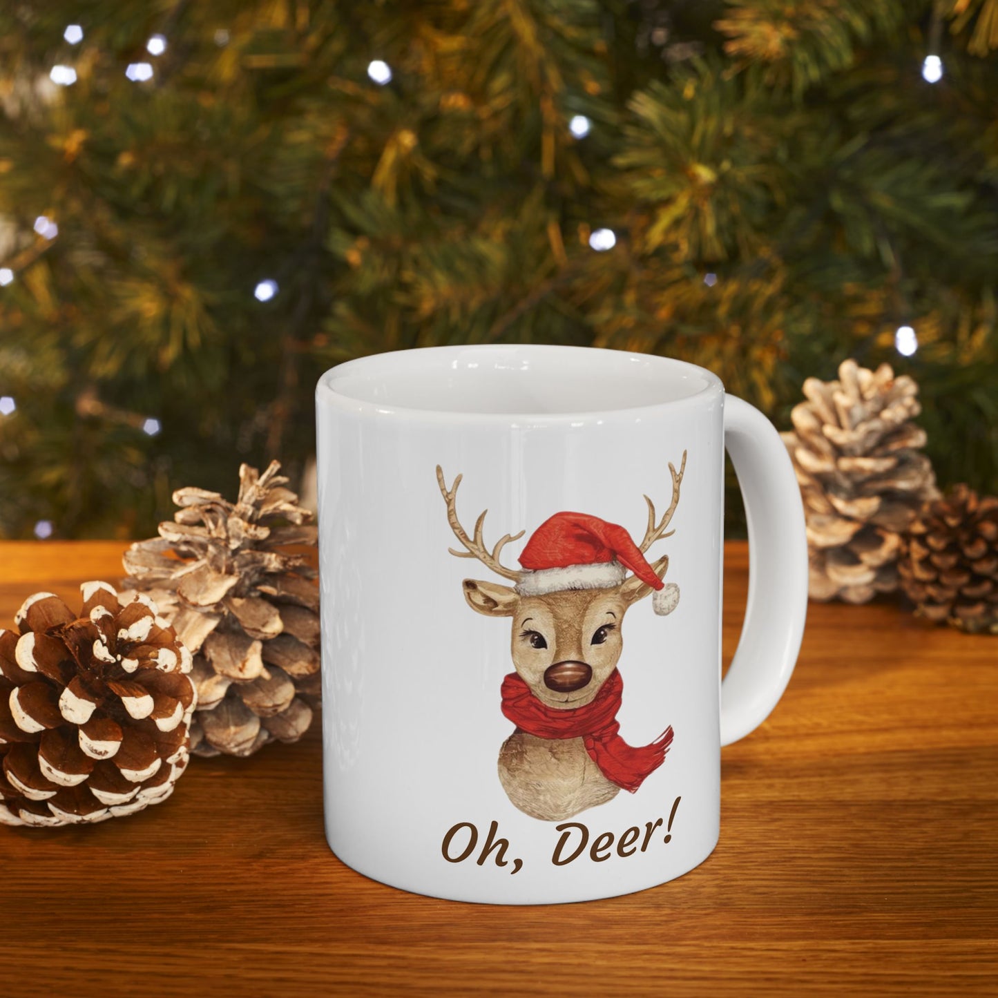 Festive Reindeer Ceramic Mug - Perfect Holiday Coffee Cup, Christmas Mug