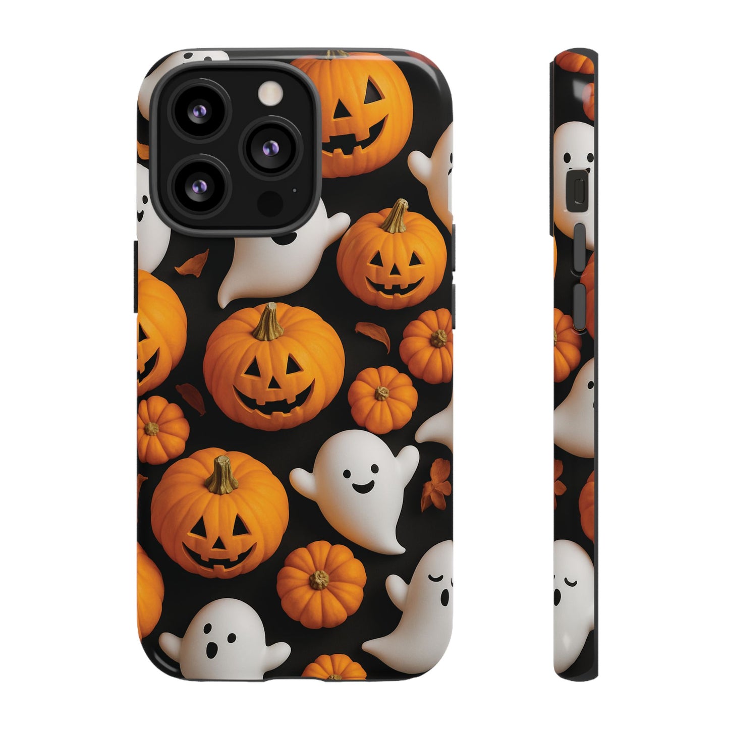 Halloween Phone Case, Spooky Ghosts and Pumpkins Design
