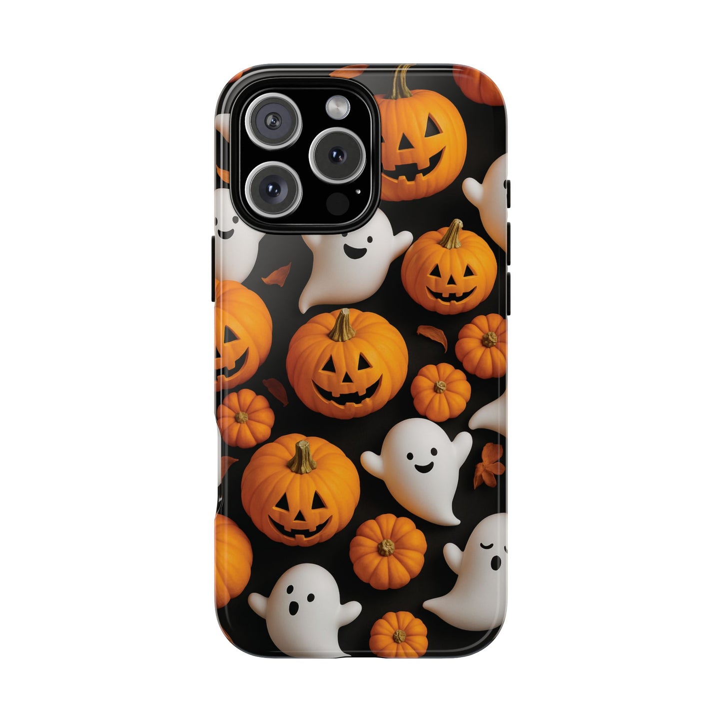 Halloween Phone Case, Spooky Ghosts and Pumpkins Design