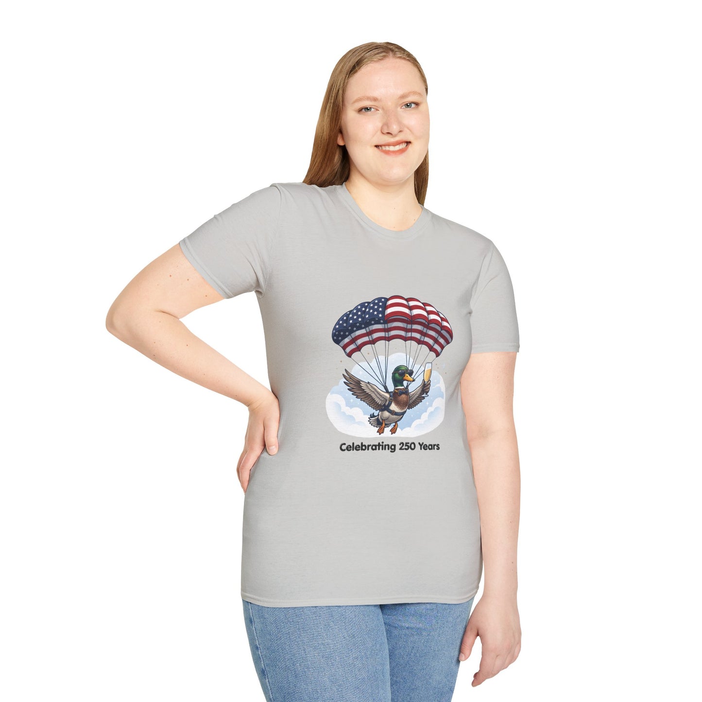 Duck Parachute T-Shirt – Celebrating 250 Years Patriotic Graphic Tee