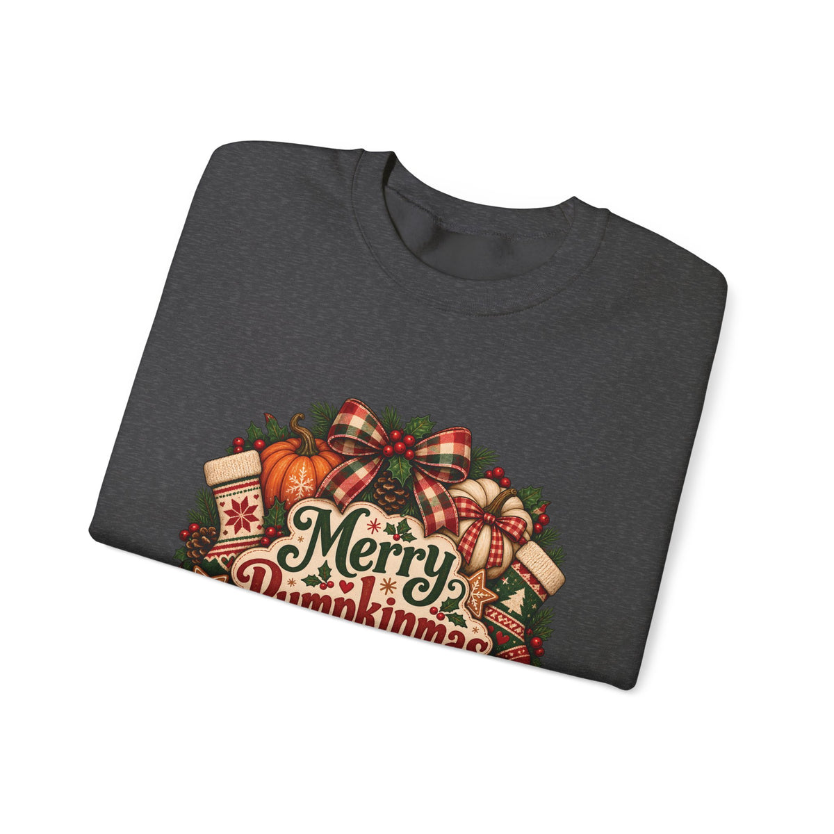 Merry Pumpkinmas Sweatshirt — Holiday Pumpkin Wreath Crewneck