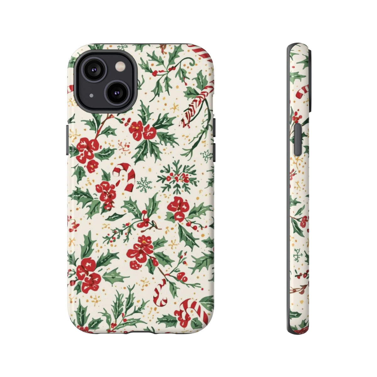 Christmas Themed Phone Case, Festive Floral Dual Layer Phone Case for Iphone & Samsung