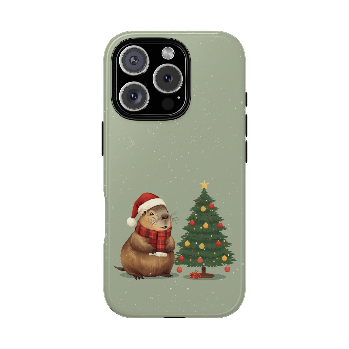 Christmas Phone Case with Capybara Design, Dual Layer Protective Case for Iphone 17, 16, 15, 14, 13 & Samsung