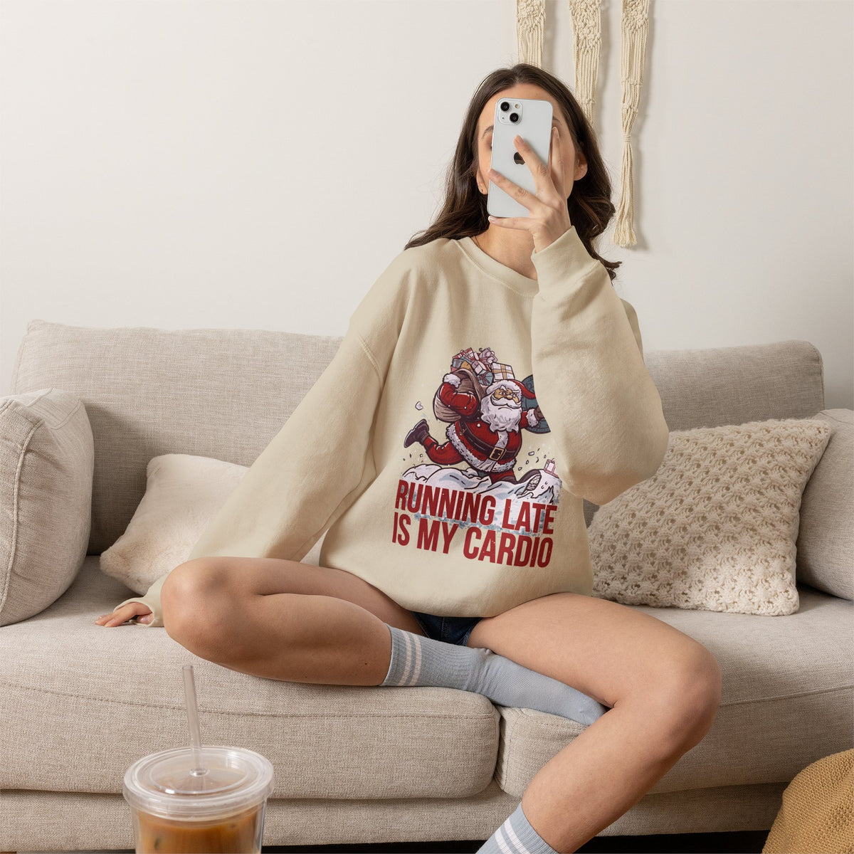 Santa Cardio Sweatshirt - Holiday Funny Gift, Christmas Apparel, Unisex Crewneck, Santa Workout