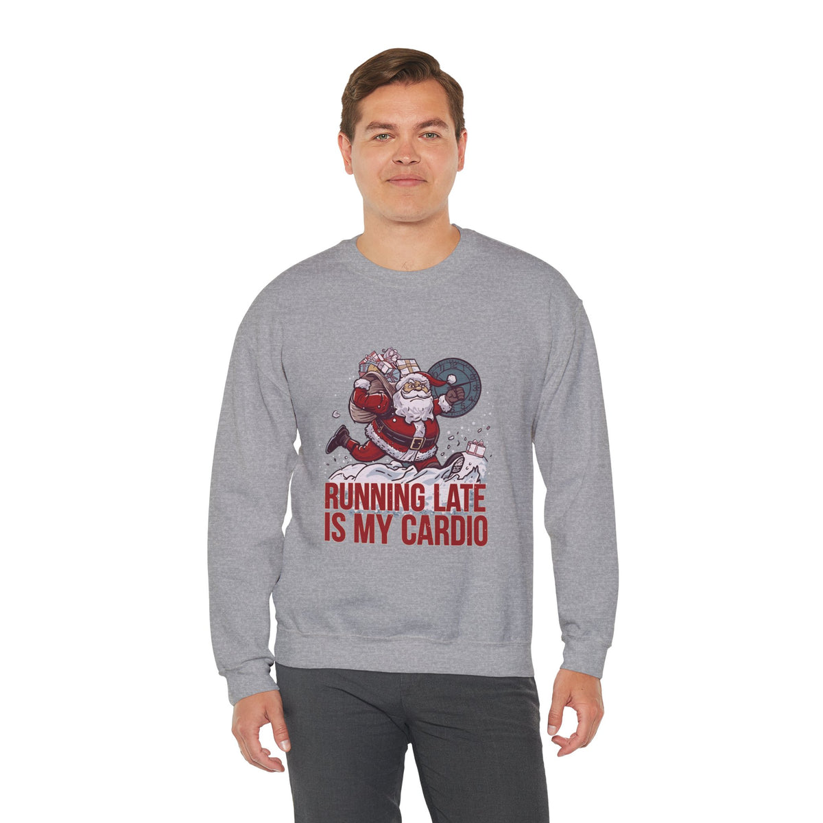 Santa Cardio Sweatshirt - Holiday Funny Gift, Christmas Apparel, Unisex Crewneck, Santa Workout