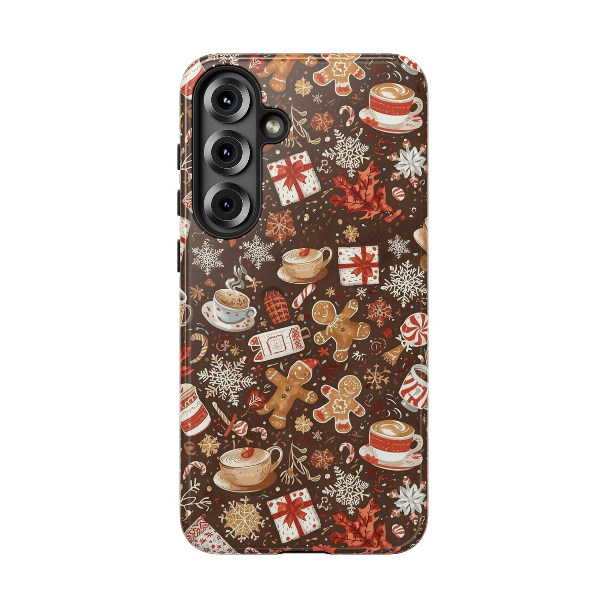 Christmas Phone Case, Festive Holiday Phone Case with Gingerbread and Cocoa Design for Iphone & Samsung