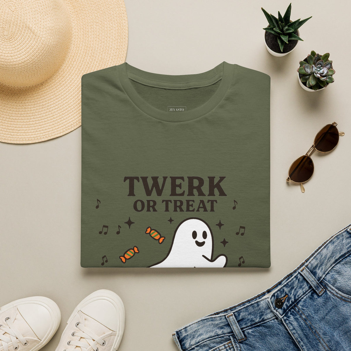 Whimsical Halloween T-Shirt for Adults, Fun Ghost Tee, Twerk or Treat Shirt, Unisex Costume Top, Spooky Celebration Apparel
