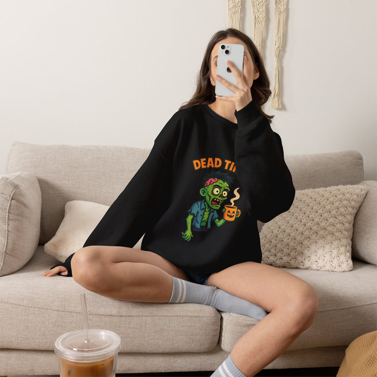 Dead Tired Zombie Sweatshirt, Funny Halloween Crewneck, Spooky Season Apparel