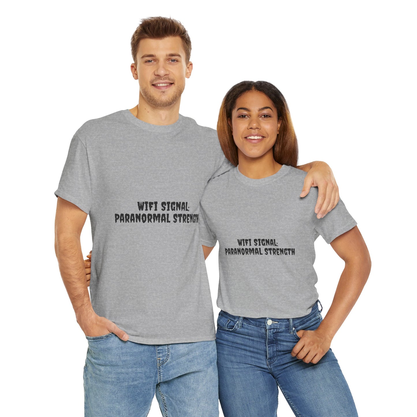 Paranormal Strength Tee, Unisex Heavy Cotton Tee, Funny Wifi Signal T-Shirt, Humor Apparel