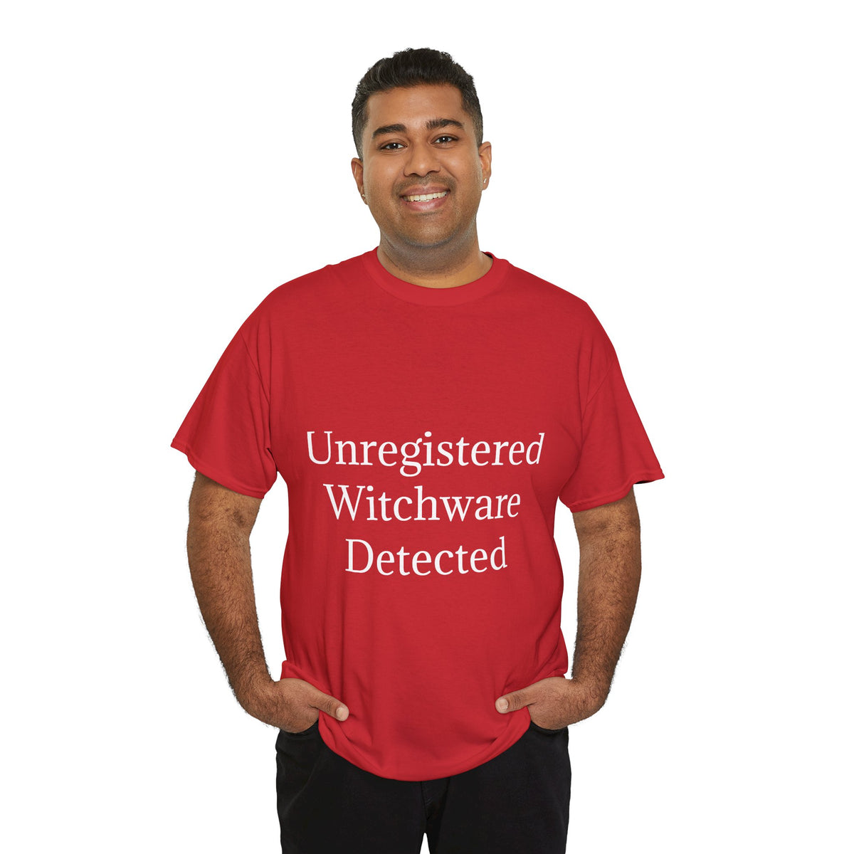 Unisex Heavy Cotton Tee - Unregistered Witchware Detected, Witchy Apparel, Halloween Tee