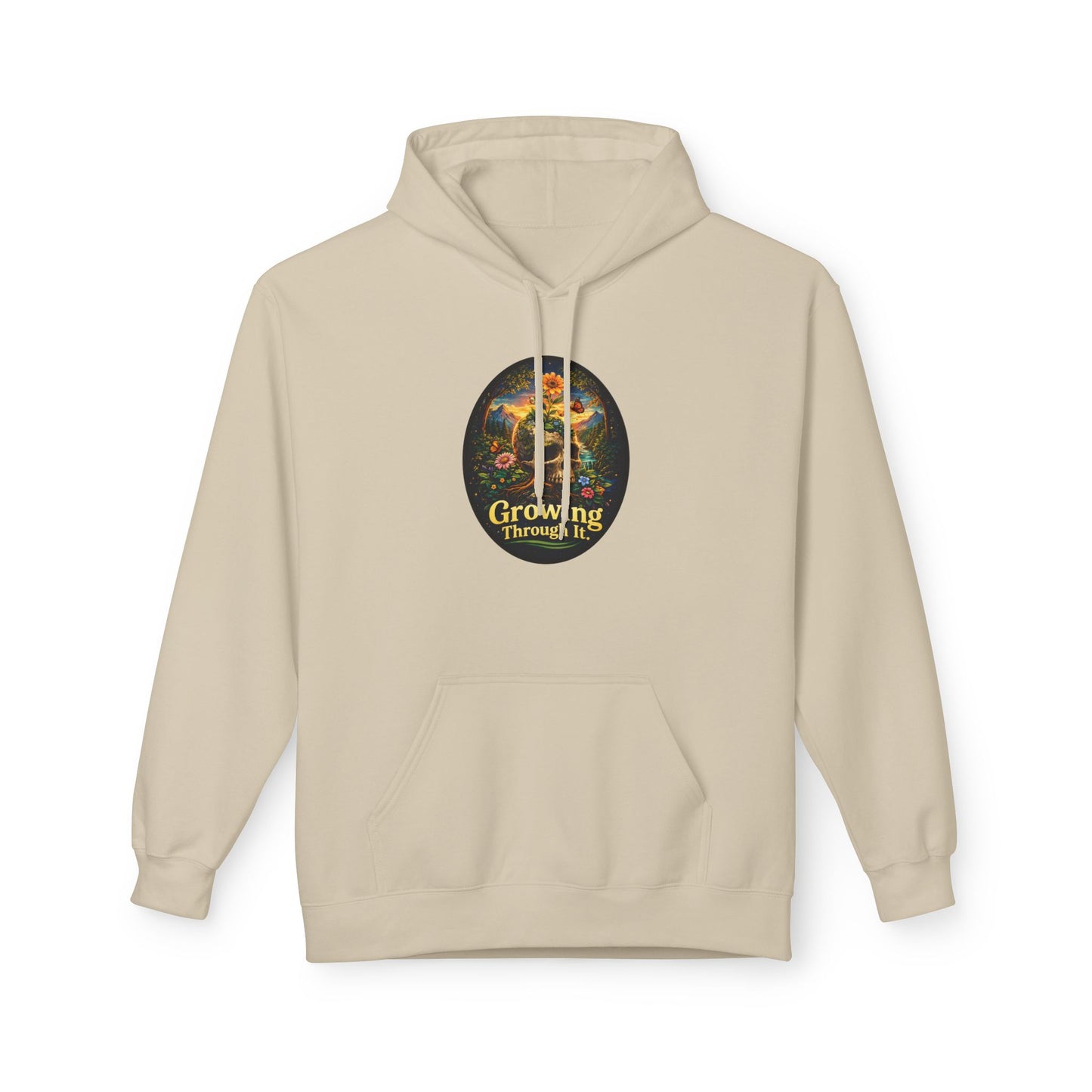 Growing Through It Hoodie – Earth Day Nature Skull Sweatshirt | Mental Growth & Healing Hoodie | Botanical Aesthetic Unisex Hoodie