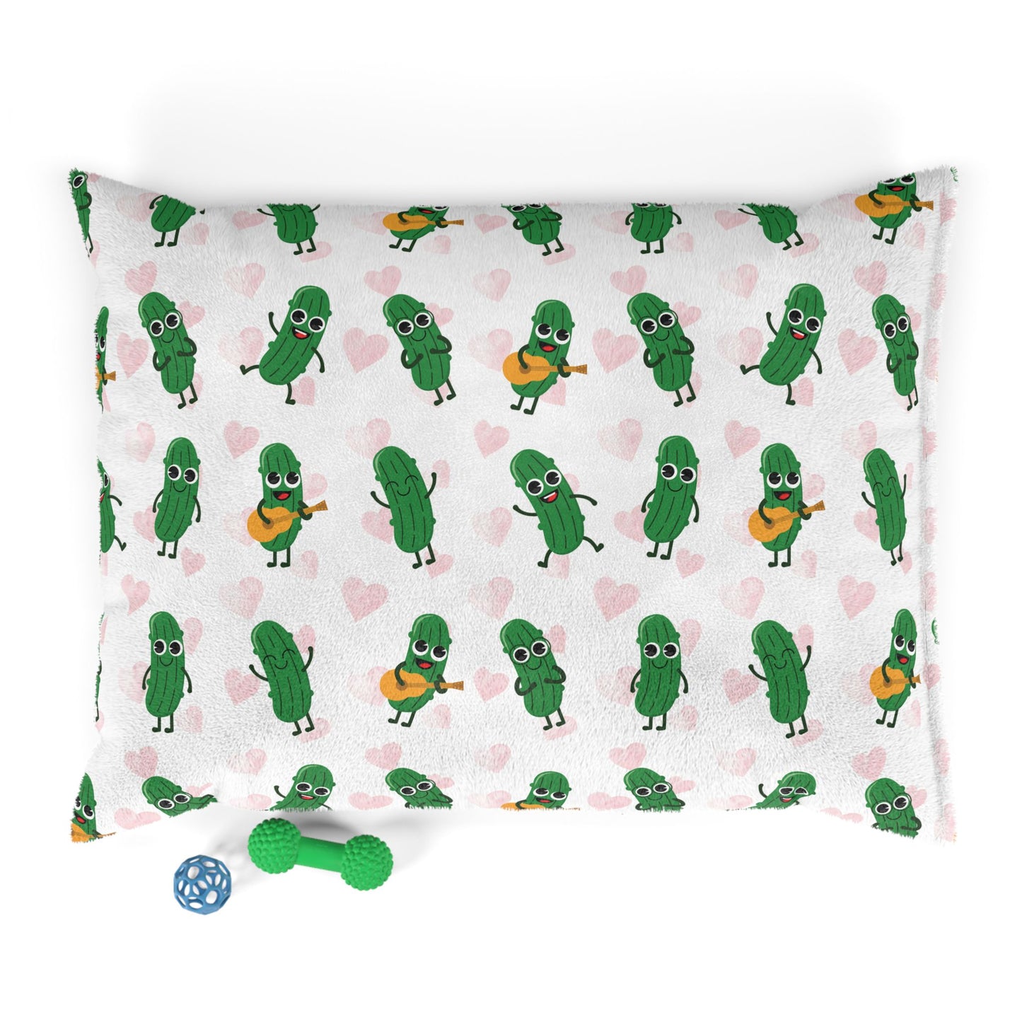 Pickle Pals Pet Bed — Cute Dancing Pickles with Hearts Dog & Cat Cushion
