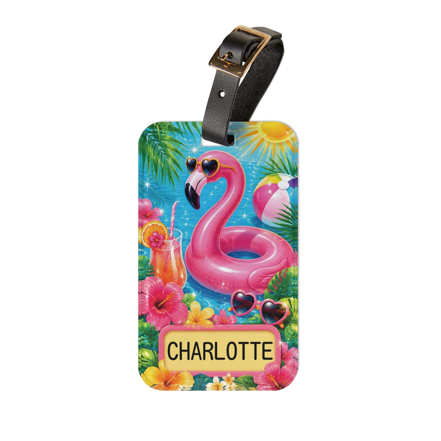 Personalized Luggage Tag — Tropical Summer Design, Custom Name ID Tag