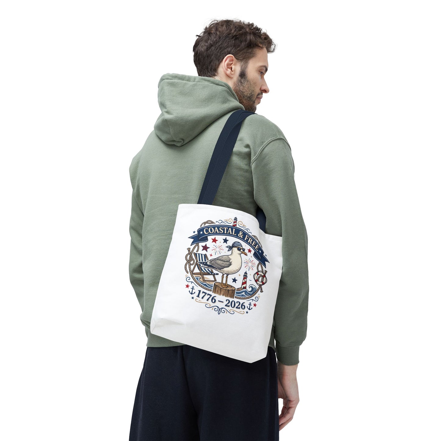 Coastal & Free Seagull Tote Bag — Patriotic 4th of July Beach Tote