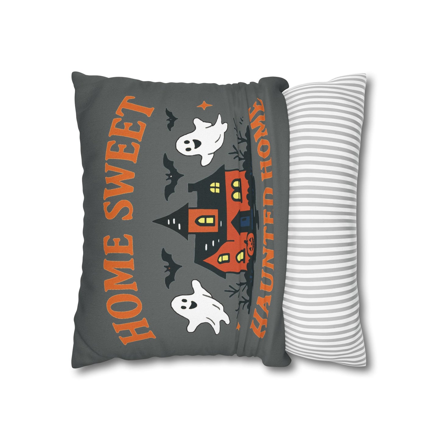 Halloween Themed Square Pillowcase, Home Sweet Haunted Home Decor