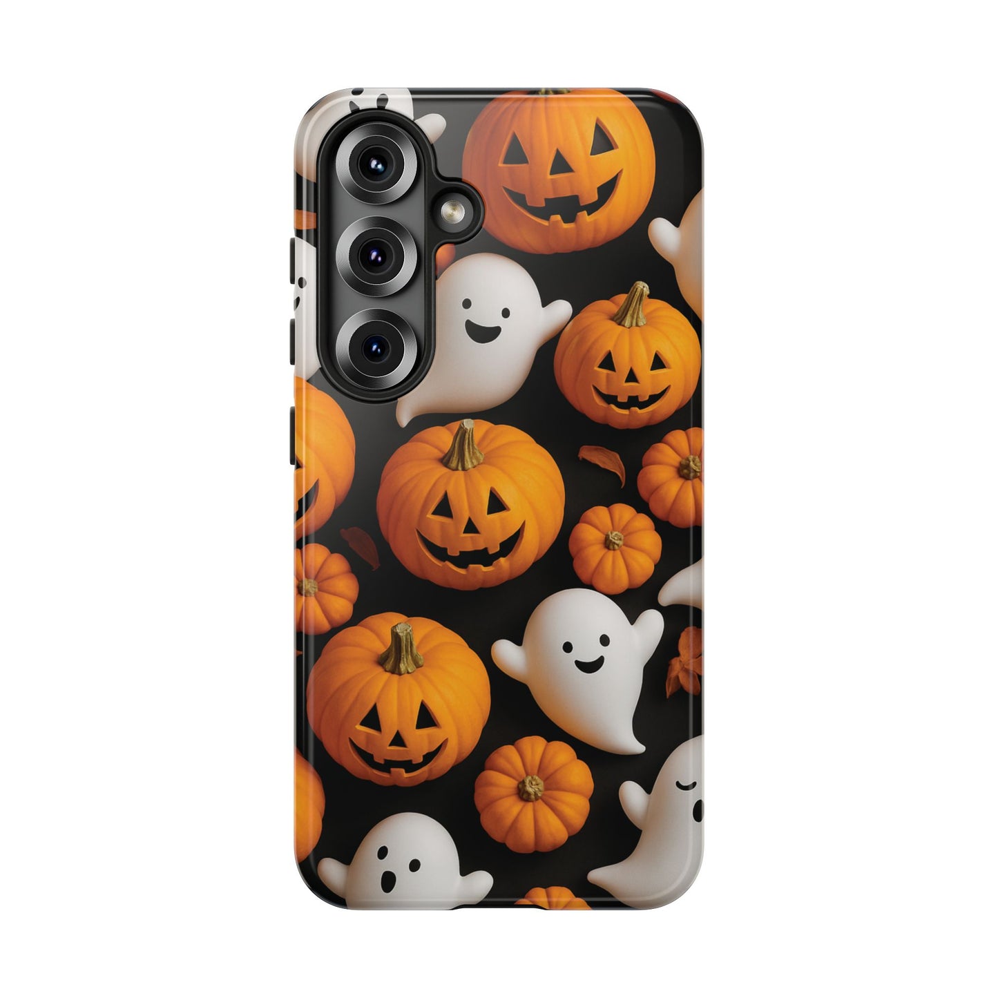 Halloween Phone Case, Spooky Ghosts and Pumpkins Design