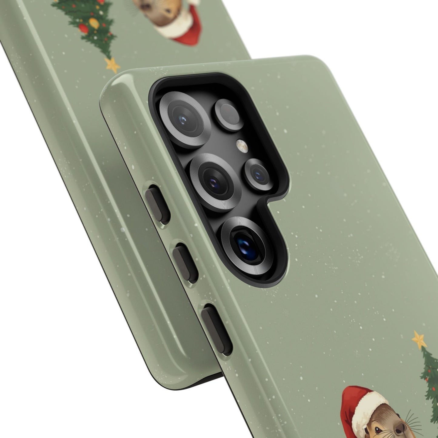 Christmas Phone Case with Capybara Design, Dual Layer Protective Case for Iphone 17, 16, 15, 14, 13 & Samsung