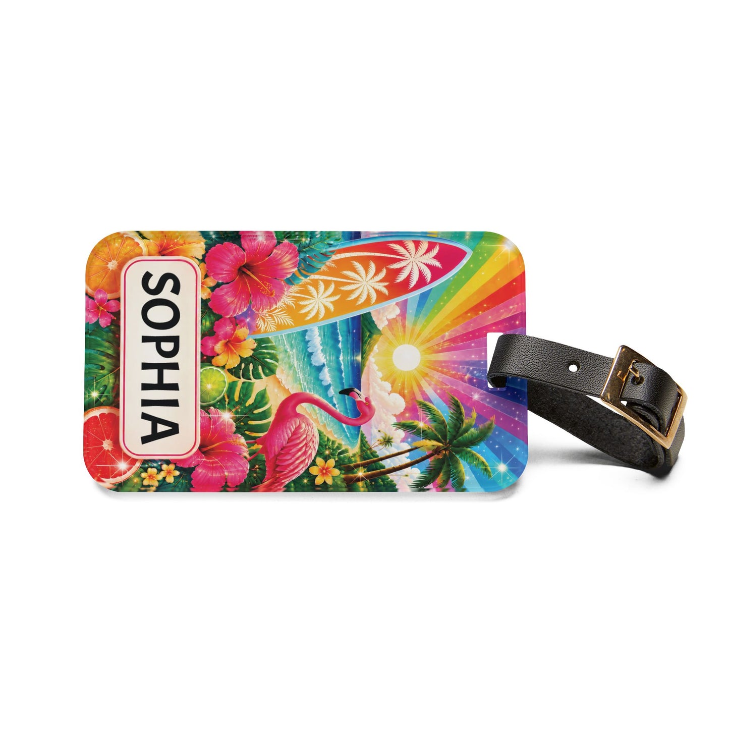 Tropical Summer Luggage Tag — Personalized Name Travel ID